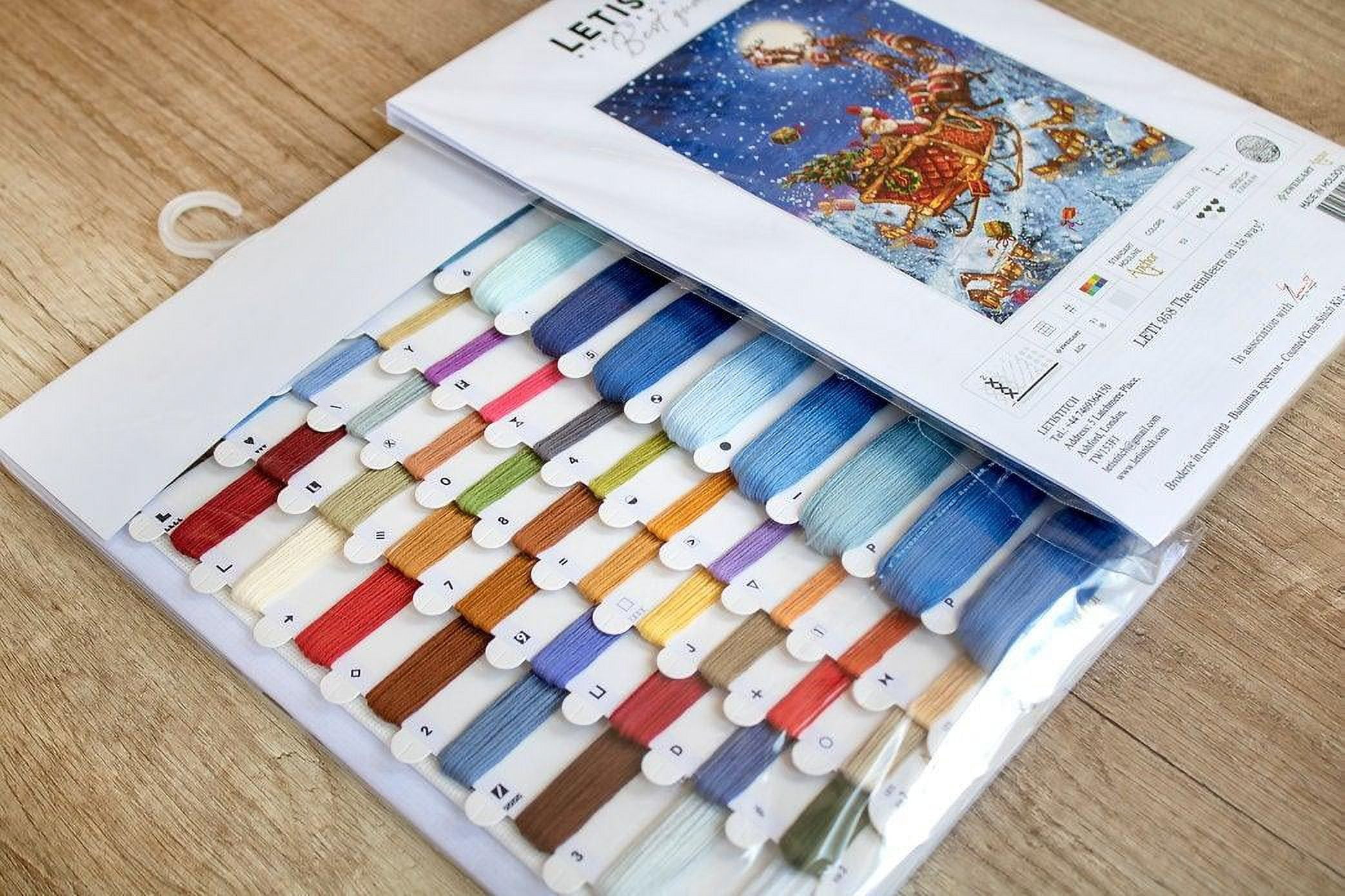 Counted Cross Stitch Kit The Reindeers On Their Way! Leti958 Needlework Blue Red Christmas By LetiStitch