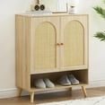 thumbnail image 2 of Rattan Shoe Cabinet with Doors, 4-Tier Storage Shoe Cabinet for Entryway, Shoe Rack Organizer Cabinet with Woven Rattan Doors and Adjustable Shelves for Entryway, Hallway, Living Room, 2 of 8