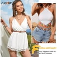 thumbnail image 3 of Trendy Western Skinny Belts for Women Adjustable Leather Thin Waist Belt for Dresses with Vintage Buckle, 3 of 6