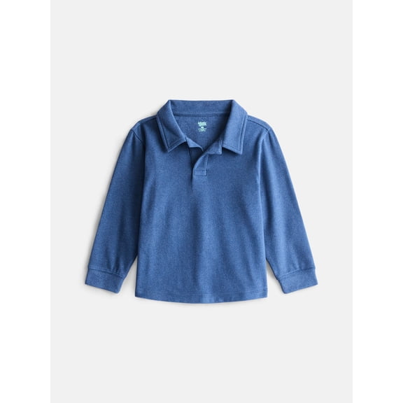 Wonder Nation Toddler Boys Cozy Polo Shirt with Long Sleeves, Sizes 12M-5T