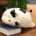thumbnail image 4 of Almohada de peluche de vaca, adorable juguete de peluche de animal de peluche, almohada suave para abrazar a la vaca para niños y niñas (entrecerrar los ojos, 13.7 pulgadas) oso de fresa Electrónica, 4 of 6