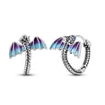 thumbnail image 3 of NARMO Original 925 Sterling Silver Enamel Dragon Hoop Earrings Sparkling Blue 5A Zircon for Women Jewelry Gift with Box, 3 of 8