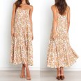 thumbnail image 3 of Cismea - Mini Vestido de Verano con Volantes Florales para Mujer, sin Mangas, con Lazo en El Hombro, LíNea Acampanada, Vestidos Cortos, Vestidos de Playa Cismea falda, 3 of 5