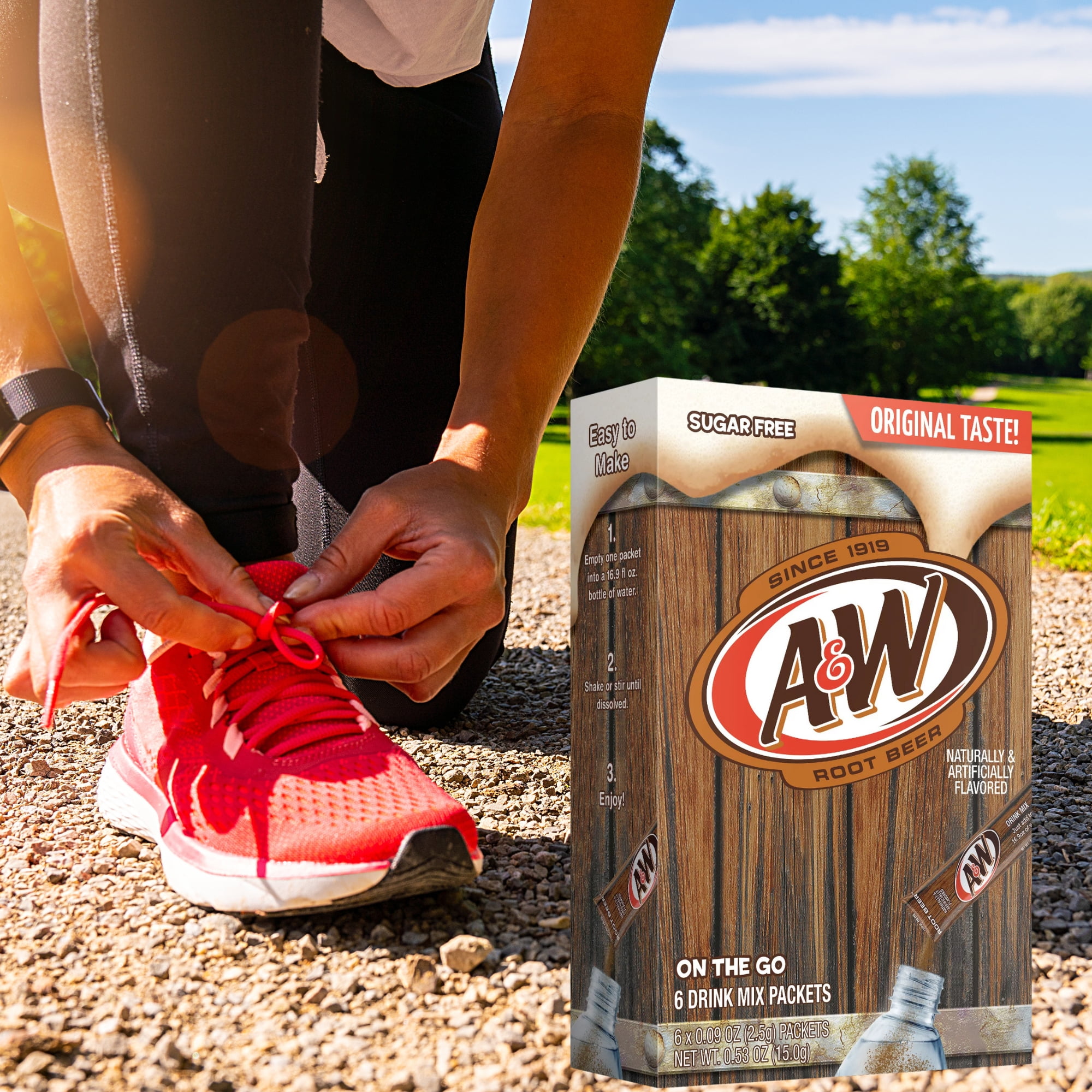12 Boxes A&W Singles To Go Powder Drink Mix Sugar Free Non-Carbonated Root Beer Water Drink Mix On the Go Powdered Beverages Lunch Snacks Picnics Travel & Camping 6 Sticks,  &CUSTOM Storage Carrier
