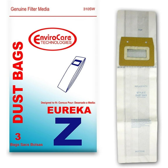 Upright Vacuum Bags Type Z Designed to Fit Eureka 3 Bags in Pack.