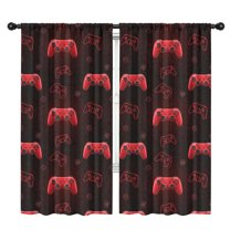Blackout Kids Curtains,Red Controllers Games Icons Black Pattern Childrens Insulated Curtains Set Of 2,Bedroom Essentials,Toddler Room Decor 42"x84"