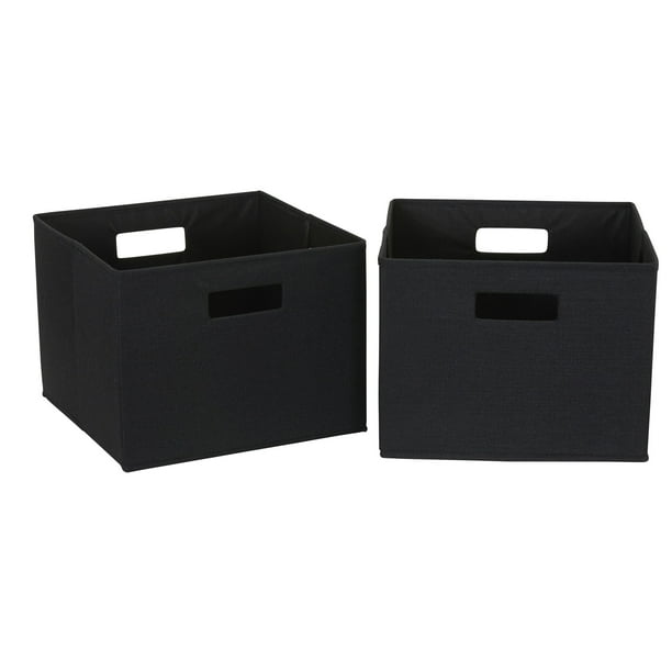 Household Essentials 2 Pack Foldable Open Top Storage Bins, Black