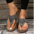 thumbnail image 2 of GUOBIOZIY Women's Wedge Thong Sandals Flip Flops Comfortable Open Toe Slip on Slide Sandals Summer T-Strap Slippers Casual Comfortable Beach Walking Wedges Shoes(Grey,6.5), 2 of 7