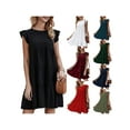 thumbnail image 4 of Luiryar Womens Summer Dress Sleeveless Ruffle Sleeve Round Neck Swing Mini Dress Casual Loose Fit Flowy Pleated Dress, 4 of 4