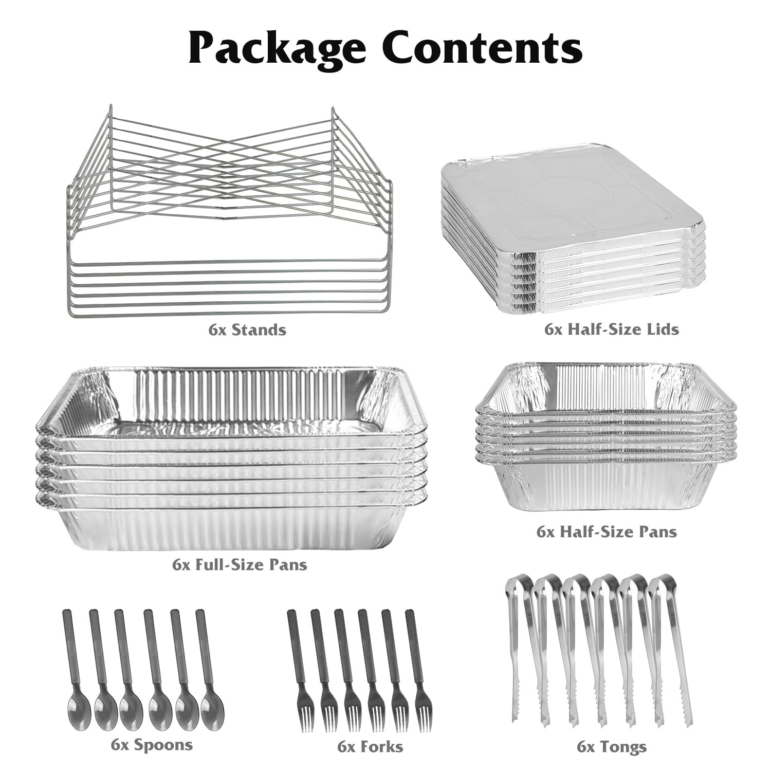 42Pcs Disposable Chafing Dish Buffet Set, Aluminum Foil Pans with Lids and Stands, Heat Resistant Catering Supplies for Weddings Parties Office Gatherings BBQs