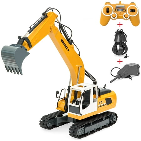 Best Choice Products 1/16 Scale Rechargeable 17-Channel RC Excavator w/ Shovel and Drill, (Best Trailer For Mini Excavator)