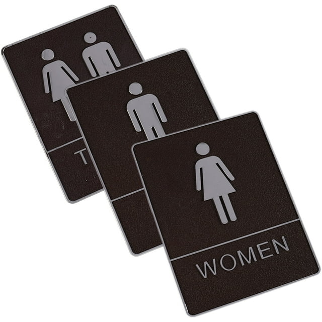 Miangastore 3Pcs Black Acrylic Restroom Signs for Coffee House Washroom Clear Identification Reusable Waterproof Non-Toxic