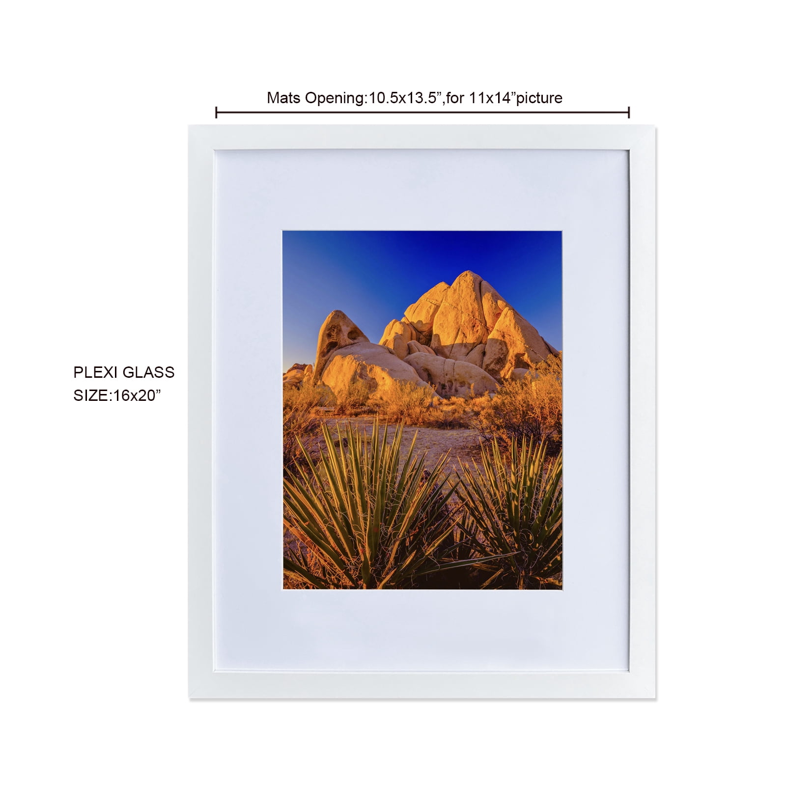 Picture Frame MDF White Frame 16x20" Wall Mount Display, Pack of 2