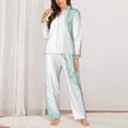 thumbnail image 2 of Balery Gold Lines Marble Watercolor Pattern Pajama Sets for Women Long Sleeve 2 Piece Sleepwear Loungewear Sets Soft PJ's with Pockets Long Sleeve Comfy Pj Sets-Small, 2 of 7