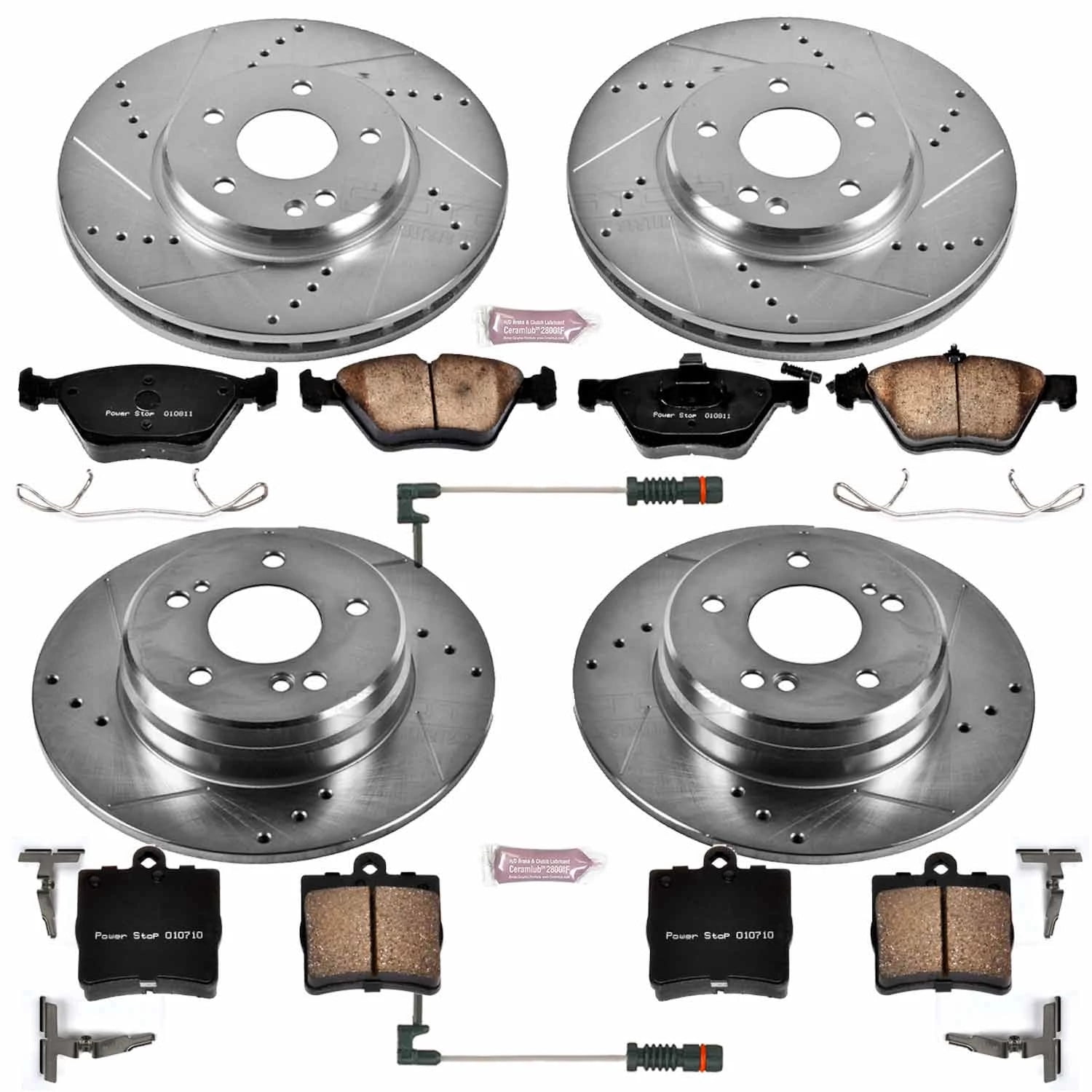 PowerStop Front and Rear Z23 Evolution Sport Carbon-Fiber Ceramic Brake Pad and Drilled & Slotted Rotor Kit Fits: CHRYSLER MERCEDES-BENZ Select Models K4420