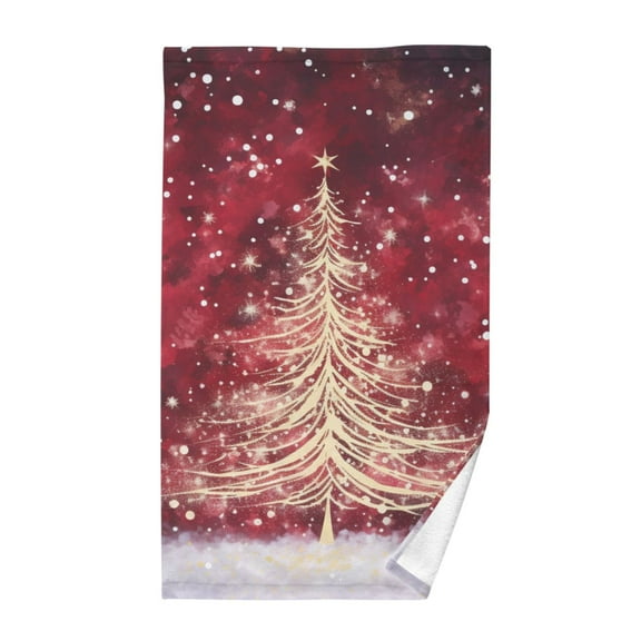 Christmas Tree Red Cotton Face Towels Soft Hand Towel Absorbent Bathroom Towel for Kitchen Hotel Decoration