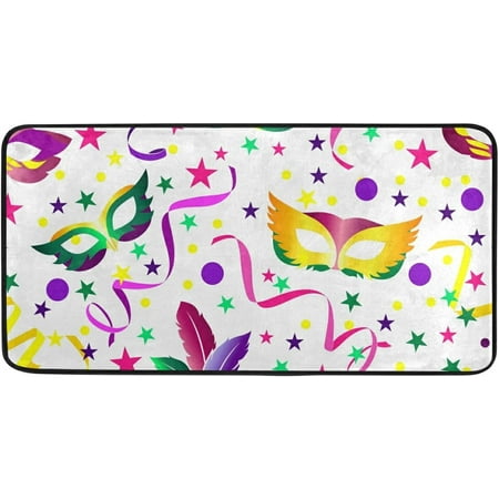 

Hyjoy 39 x 20 Mardi Gras Kitchen Rug Anti Fatigue Non-Slip Bath Rug Entryway Doormats Runner Comfort Mat