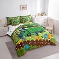thumbnail image 2 of Castle Fairy Cartoon Garbage Truck Twin Bedding Sets 7-Piece for Teens, Playful Cat Party Bedding Comforter Set for Bedroom, Green Blue Orange, 2 of 7