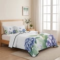 thumbnail image 5 of Full Quilt Set 78''x90'', Flower Butterfly Lightweight Summer Bedspread Coverlet Set with 2 Pillow Shams, Blue Purple Watercolor Wilflower Breathable All Season Quilt Bedding for Bedroom/Guest Room, 5 of 9