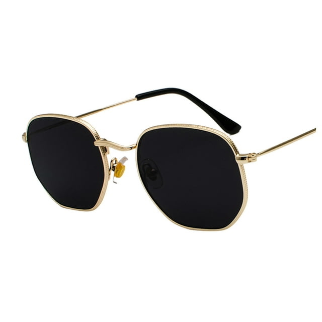 Thinsony Hexagonal Polarized Lightweight Frame Unisex Protection PC Hexagon Men Women Comfortable gold black gray C2 1Set