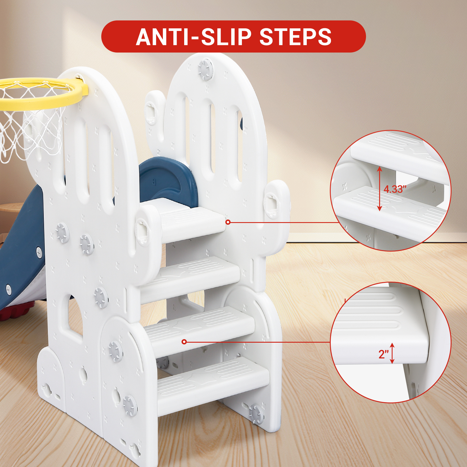 7 in 1 Toddler Slide and Swing Set, Kids Slide for Toddlers 1-3 Years Old Baby, Indoor Outdoor with Basketball Hoop Golf for Kids Easy Assembly