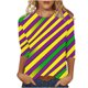 thumbnail image 2 of Uootdi Mardi Gras 3/4 Sleeve Shirts for Women Round Neck Fancy Mask Printed Graphic Tops Carnival Party Tees Trendy Mardi Gras Blouse Gift, 2 of 6