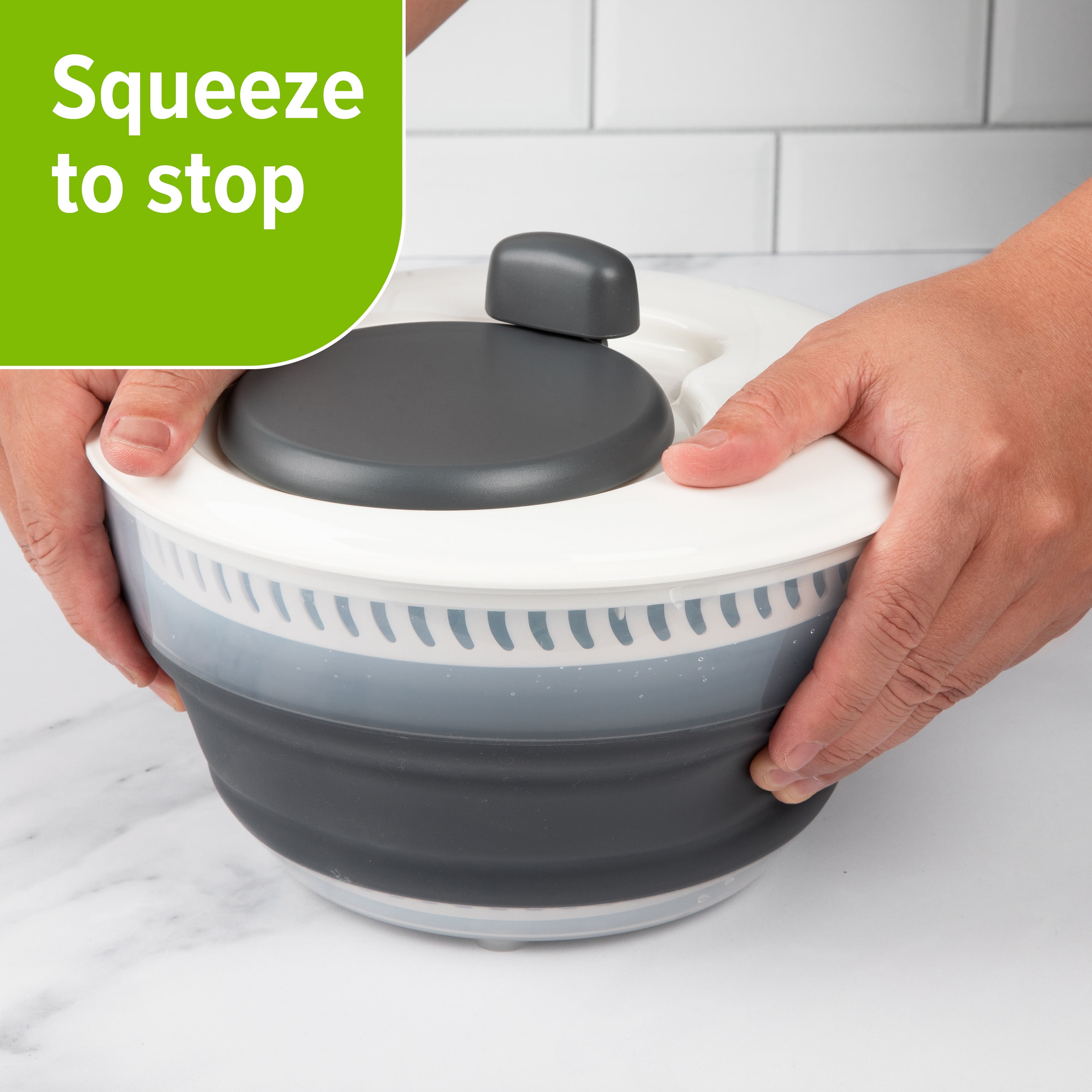 Prep Solutions Space-Saving 3 Quart Collapsible Salad Spinner with Easy Handle