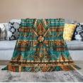 thumbnail image 6 of Blue Turquoise Teal Orange Brown Retro Pattern Throw Blanket for Couch Bed 60"x80" Modern Boho Style Luxury Velvet Super Soft Novelty Unique Ideas Gifts Blankets Flannel Couch Blanket, 6 of 8