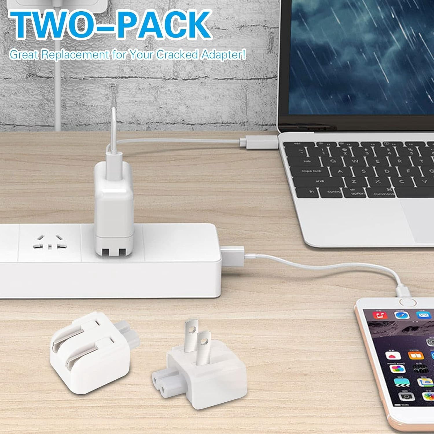 Mac Wall Adapter Plug Duckhead US Charger Cord Standard Duck Head for MacBook, iBook, iPhone, iPod Power Adapter Brick (2 PCs)
