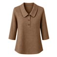 thumbnail image 3 of Summer Sales Womens Summer Tops Loose‑Fit Cotton‑Linen 3/4 Sleeve Lightweight Casual Blouse Oversized Tshirts for Women Under 12$, 3 of 6