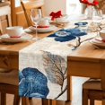 thumbnail image 5 of Table Runners 70 Inches Long Dress Scarves, Blue Flowers Farmhouse Coffee/Dining/Kitchen Table Decor, Holiday Table Runner, Spring Floral Brown Leaves Botanical Retro Beige 13x70 Inch, 5 of 9