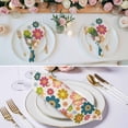 thumbnail image 3 of Vintage Boho Floral Cloth Napkins, Yellow Pink Floral Bohemia Beige Washable and Reusable Dinner Napkins Set of 8, Table Napkin for Kitchen Party Birthday Wedding Hotel Housewarming 20"x20", 3 of 9