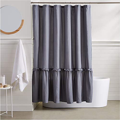 Basics Ruffled Hem Shower Curtain 72, Grey Ombre Ruffle Shower Curtain