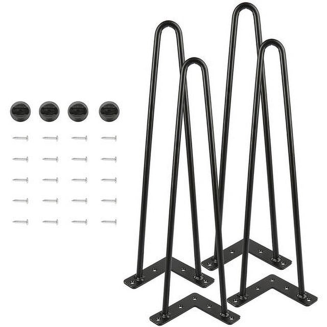Patas de muebles Patas de pasador 41 cm Negro 2 varillas Pies de bricolaje para patas de silla de mesa con 20 tornillos + 4 protectores de patas