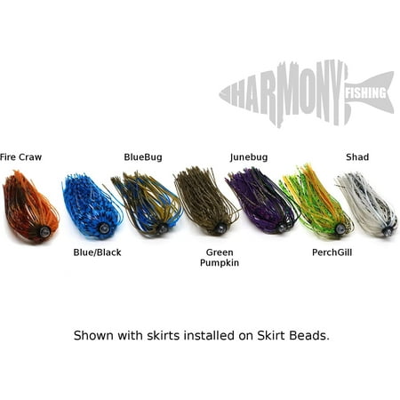 Harmony Fishing - Skirt Beads Quickly and Easily add a Skirt to Your Fishing Lures/baits 8 Pack w/Skirts Fire Craw