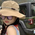 thumbnail image 4 of 56-58cm hat circumference mountaineering hat with drawstring big brim fisherman hat female summer outdoor sunscreen sun hatBeige, 4 of 5