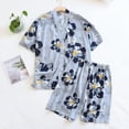 thumbnail image 3 of New Summer Ladies Viscose Pajamas Short Sleeve Shorts Two Piece Floral V-Neck Thin Loose Women's Homewear Set sleepwear, 3 of 4