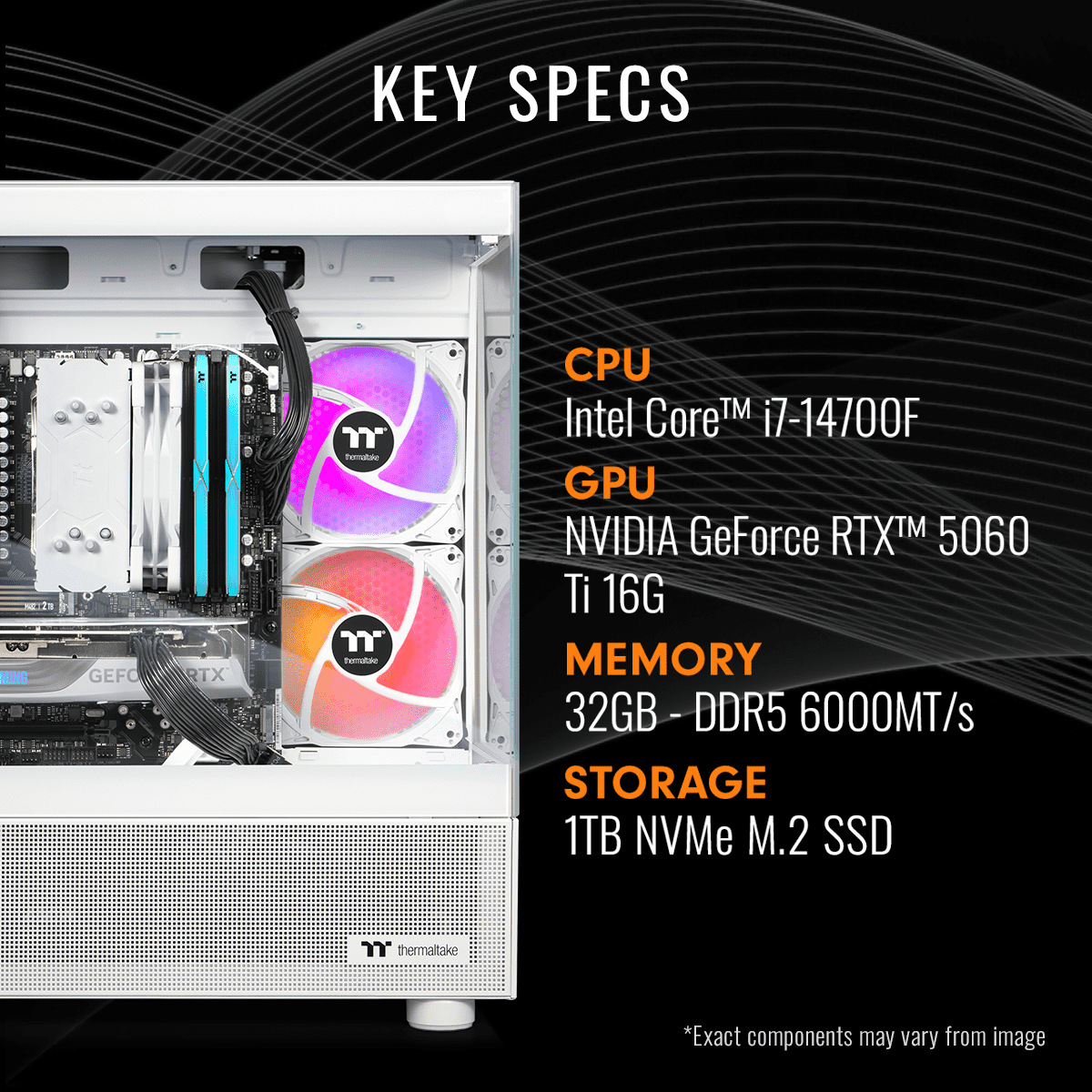 Thermaltake Gaming Desktop PC NE i1460TGS-V170S Intel Core i7-14700F 32GB DDR5 1TB SSD GeForce RTX 5060 Ti