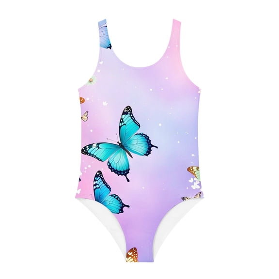 YunPes Print Swimsuits for Girls Sleeveless Bodysuit Quick Dry Lightweight Swimwear Summer Beach Pool Bathing Suits for Kids 5-16 Years