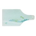thumbnail image 2 of Dragonfly Cutting Board, Waterlily and Dragonfly Nature Background Clouds Lake Sun Design, Decorative Tempered Glass Cutting and Serving Board, Wine Bottle Shape, Apple Green Pale Blue, by Ambesonne, 2 of 5