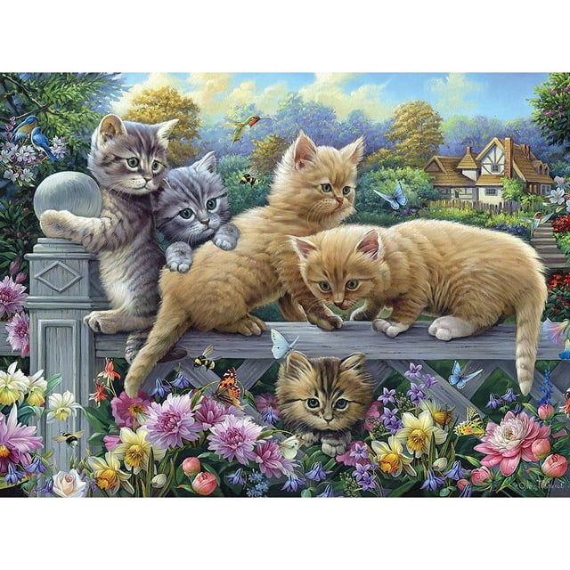Rompecabezas con forma de gatitos en una valla, 500 piezas