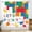 Building Blocks-1, variant on Cartoon Animal Alphabet Curtain, Kids Educational Graphic ABC Learning Cartoon Fun Facts Geography Window Curtain for Kids Room Bedroom Nursery 84" W X 84" L