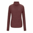 thumbnail image 5 of YOIAVAIOY Women's Mock Neck T Shirt Long Sleeve Textured Turtleneck Tops Knit Ribbed Shirts Soft Thermal Casual Undershirts Wine XXL, 5 of 10