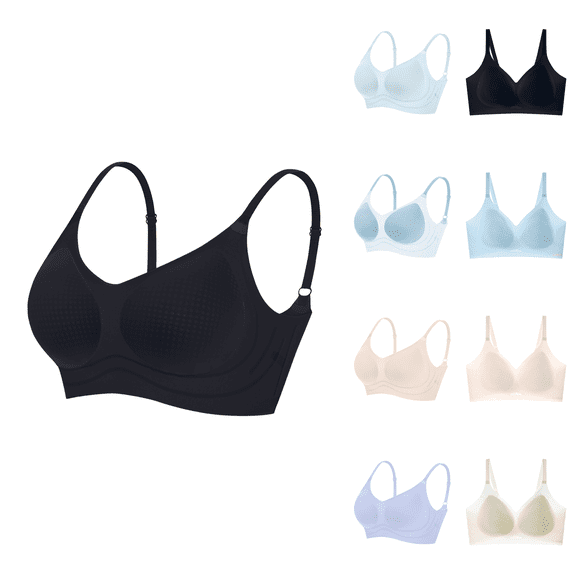 Ahuyic Womens Bra,Summer Plus Size Bra,Womens Thin Comfortable Breathable Soft-supported Sag-proof Steel-free And Seamless Underwear Daily Bra,Blue,XXXL