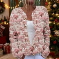 thumbnail image 2 of Christmas Outfits Womens Loose Ribbed Knit Sweater Cardigans Button Up Long Sleeve Xmas Printed Holiday Clothes (2XL, Pink 01), 2 of 5