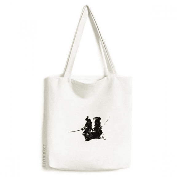 Japanese sman Knight Outline Tote Canvas Bag Shopping Satchel Casual Handbag
