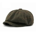 thumbnail image 2 of QLEICOM Hats for Men,Men's British Style Newsboy Cap with Classic Plaid Print and Short Brim Retro Eight-Panel for Vintage Fashion Enthusiasts Army Green, 2 of 3