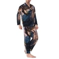 thumbnail image 2 of KLL Sunset Cliff Dinosaur Sleepwear Mens Flannel Pajamas,Long Cotton Pj Set, 2 of 7