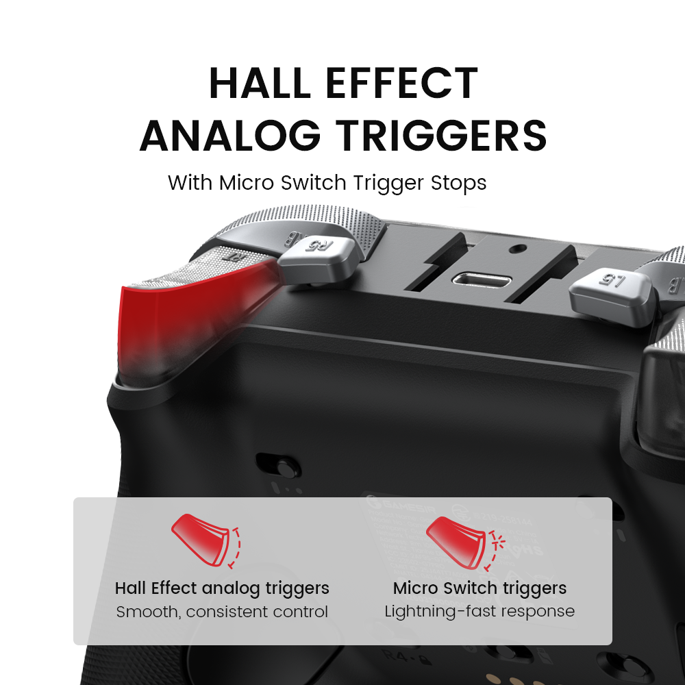 Control Inalámbrico y con Cable GameSir G7 Pro Tri-Mode para Xbox, PC, Android, Gamepad Esports con Sticks TMR Anti-Drift, Gatillos Hall Effect, 4 Motores de Vibración, Placa Frontal Intercambiable, Plata Metálico 4