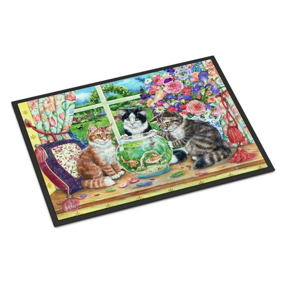 Cats Just Looking in the fish bowl Doormat 24x36
